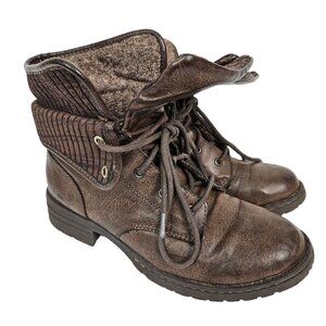 Born | BOC Saturn II Latte Faux Leather Fold Over Combat/Moto Lug Boot 7